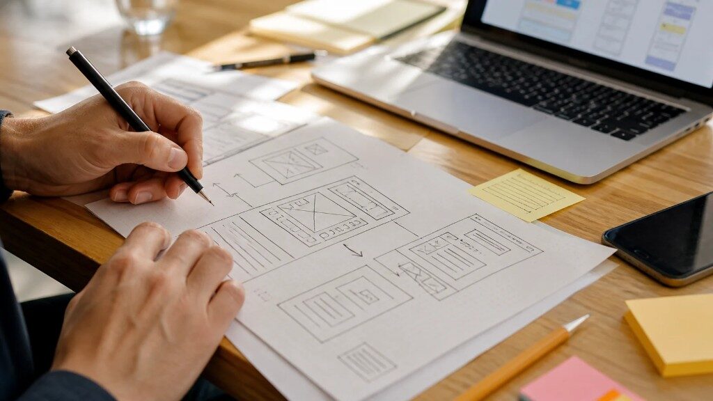 Wireframes mit Stift und Papier: jede Website beginnt bei uns mit einem Plan